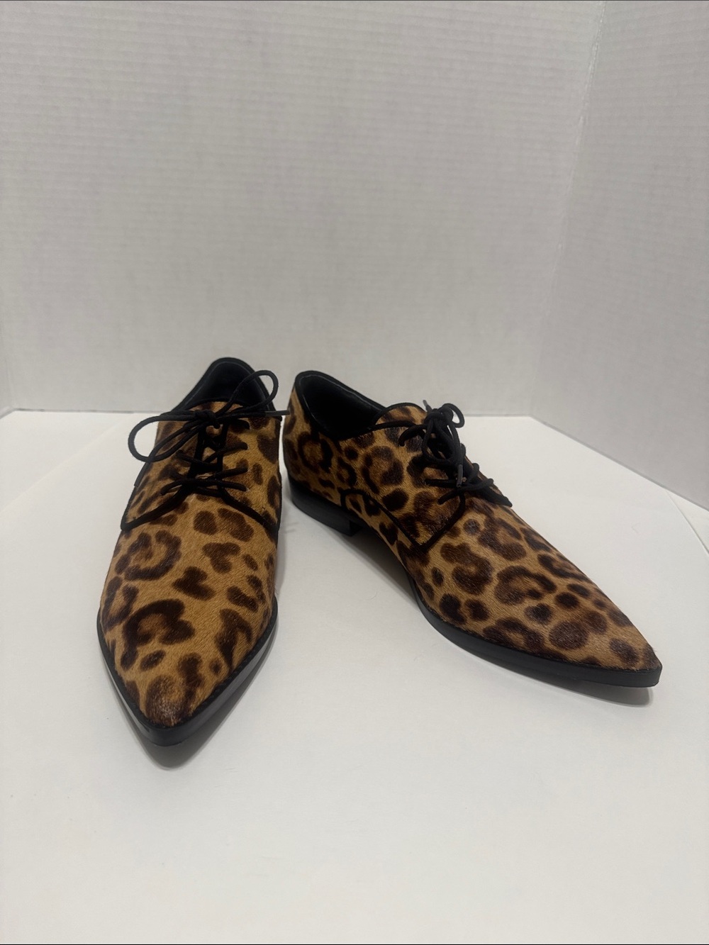 Marc Fisher Women's Leopard Print Pointed Oxford Flats - Brown/Black